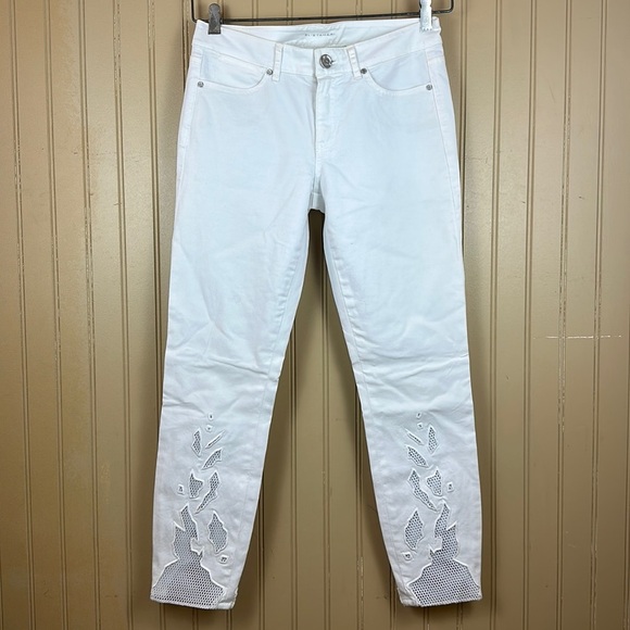 Elie Tahari Mona White Embellished Skinny Jeans Size 25 - Picture 1 of 6